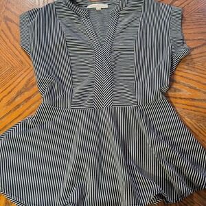 Navy and white stripe peplum top‎